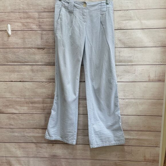 VINTAGE TOMMY HILFIGER SEERSUCKER CONVERTIBLE PANTS IN BLUE AND WHITE STRIPES - Picture 1 of 10